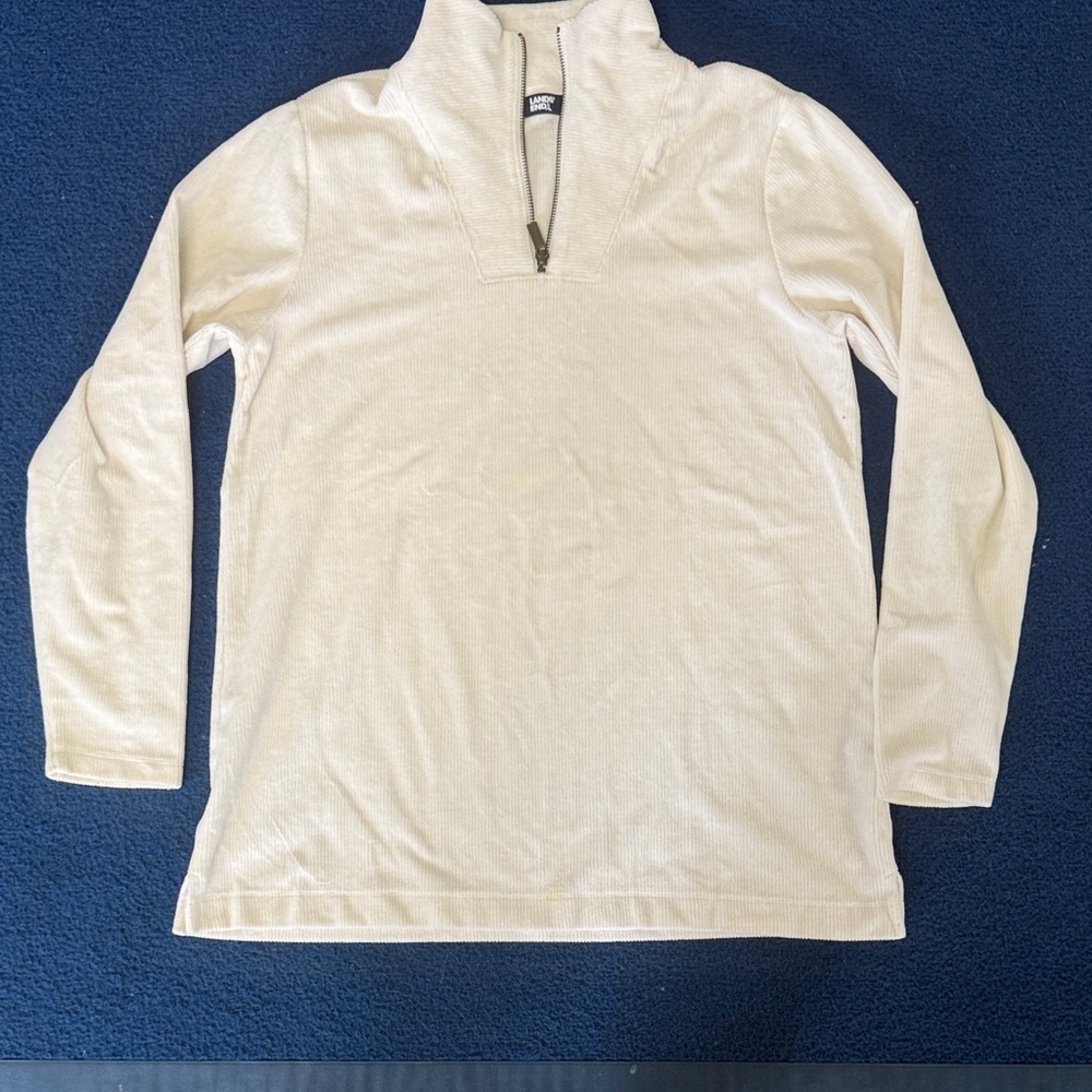 Lands' End Cream Textured Pullover